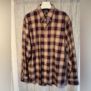 XXL, No Iron, Lands' End Men's Multicolor Plaid Shirt